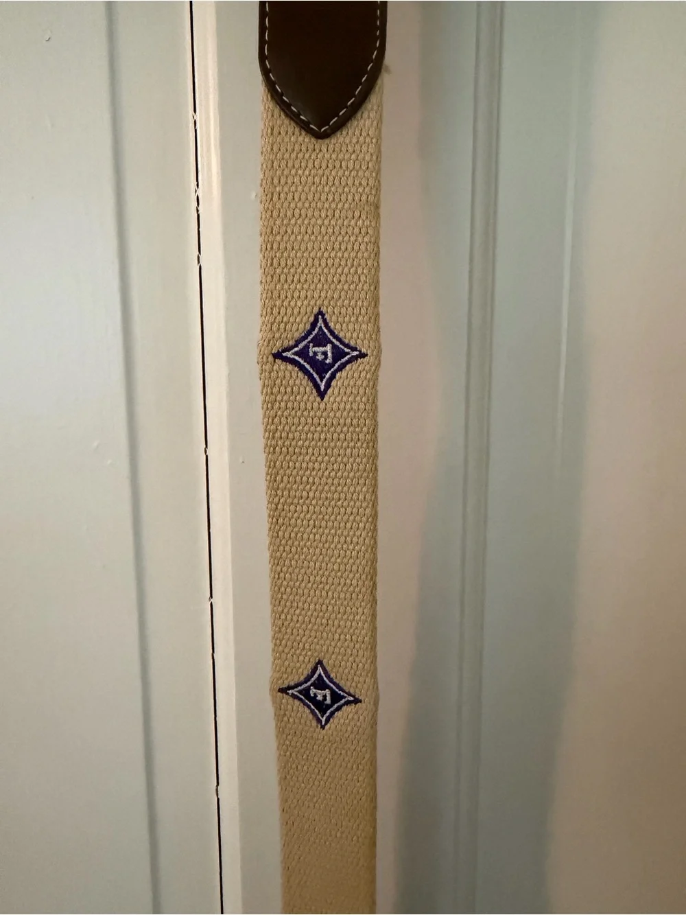 Peter Millar Beige Canvas Belt Furman University embroidered